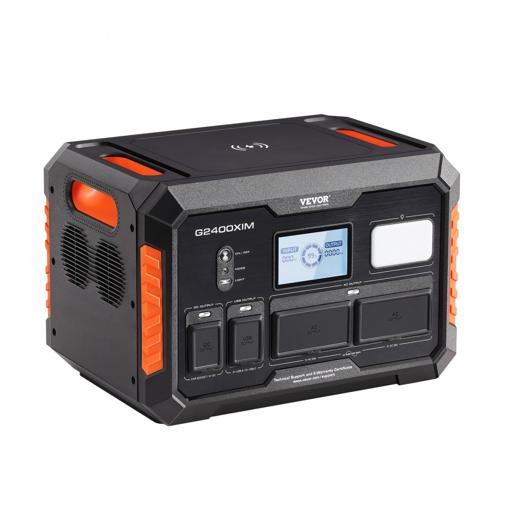 VEVOR Portable Power Station Solar Generator 1843Wh 2400W with 13 Charging Ports - KZSCNDY2400WPER79V1