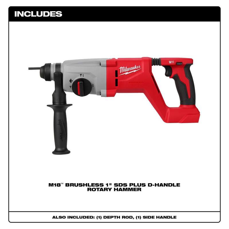 Rotomartillo SDS-Plus Milwaukee M18 18V de Iones de Litio sin escobillas de 1 pulgada inalámbrico con batería de alto rendimiento de 6.0Ah y 2 baterías de 5.0Ah - 2613-20-48-11-1856