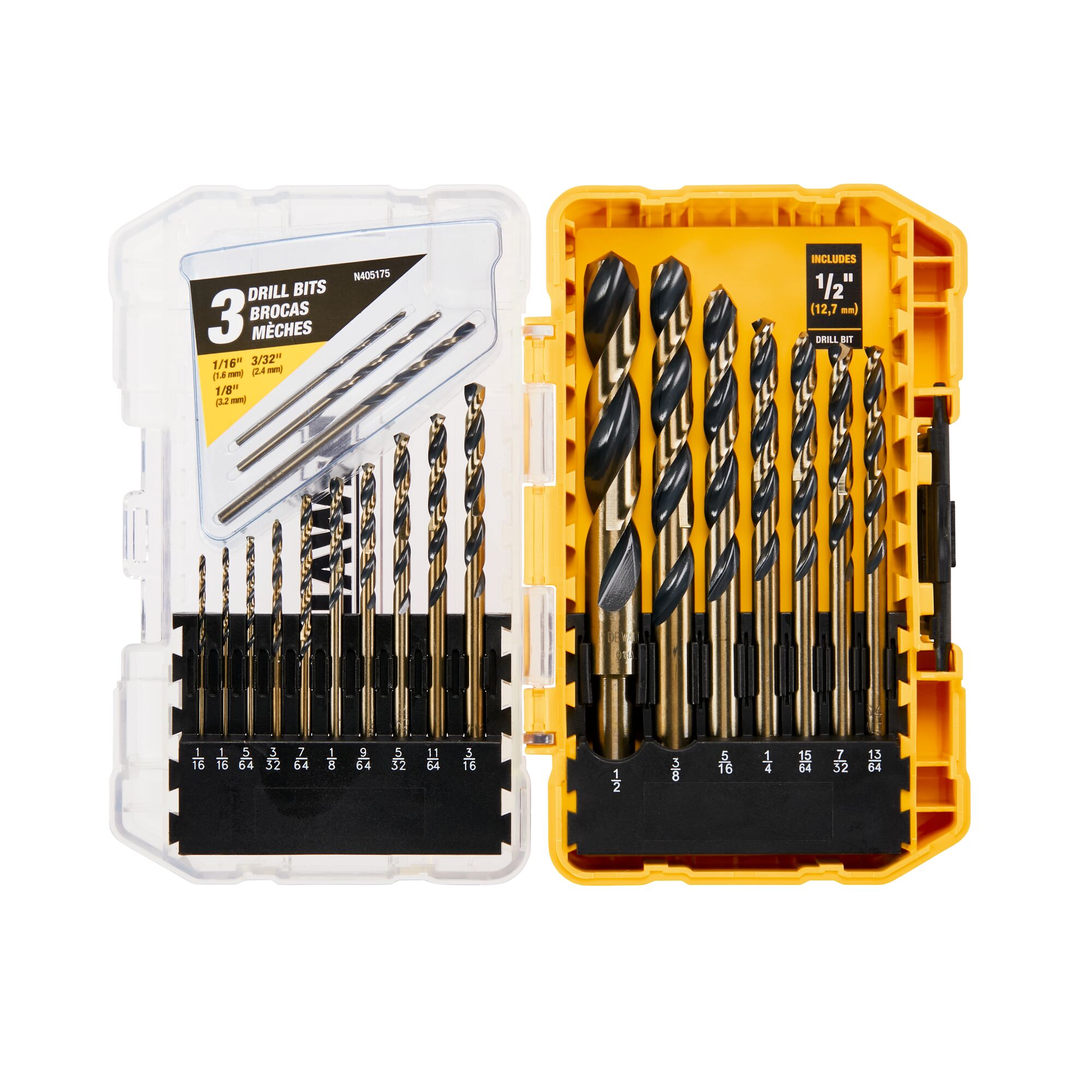 DEWALT Juego de brocas helicoidales recubiertas de negro y dorado de 20 piezas de longitud estándar HSS - DW1177