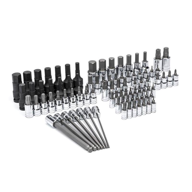 Juego de dados de broca SAE GEARWRENCH de 1/4 pulg., 3/8 pulg. y 1/2 pulg. con bandeja de almacenamiento de espuma EVA (88 piezas) - GWMSBSKCBSAE