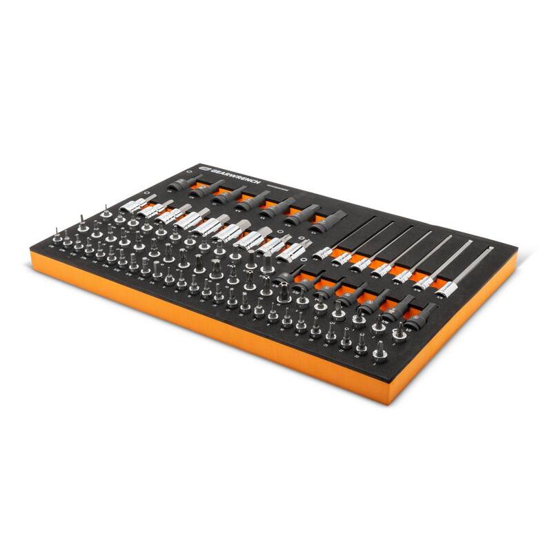 Juego de dados de broca SAE GEARWRENCH de 1/4 pulg., 3/8 pulg. y 1/2 pulg. con bandeja de almacenamiento de espuma EVA (88 piezas) - GWMSBSKCBSAE