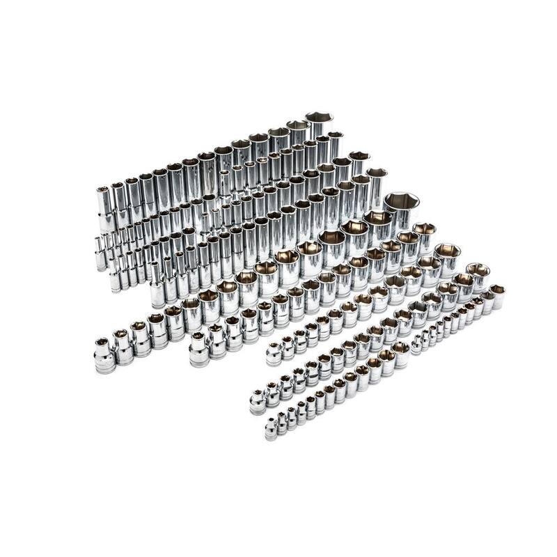 Set de dados maestros GEARWRENCH de 1/4 pulgadas, 3/8 pulgadas y 1/2 pulgadas de 6 puntos SAE/Métrico (163 piezas) - 89073