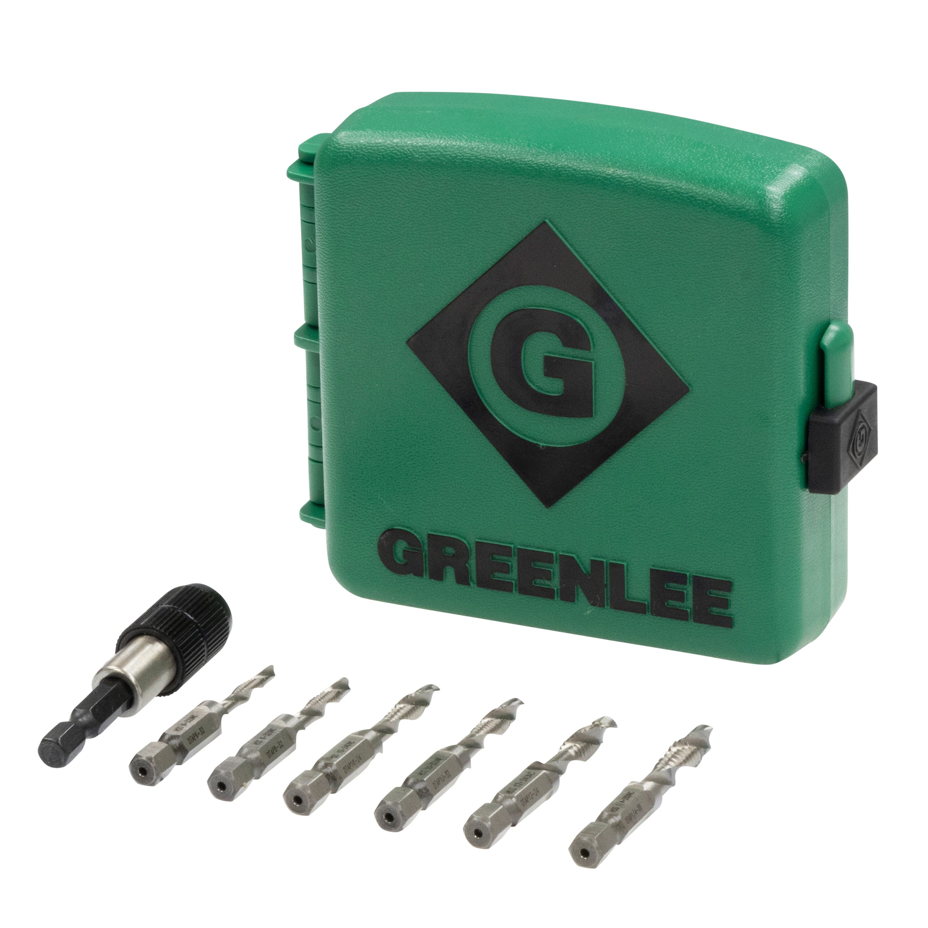 Juego de brocas y machuelos Greenlee Greenlee de 5 piezas de 2-1/4 pulgadas de largo de brocas helicoidales de acero rápido - DTAPKIT