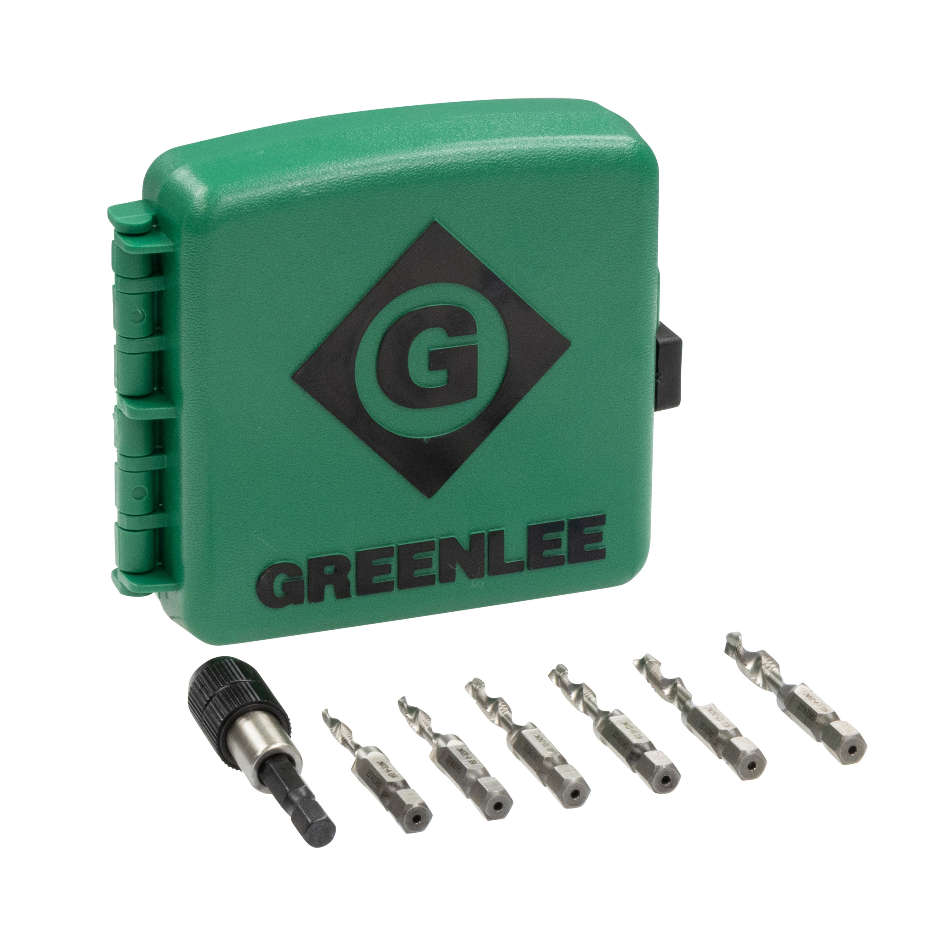 Juego de brocas y machuelos Greenlee Greenlee de 5 piezas de 2-1/4 pulgadas de largo de brocas helicoidales de acero rápido - DTAPKIT