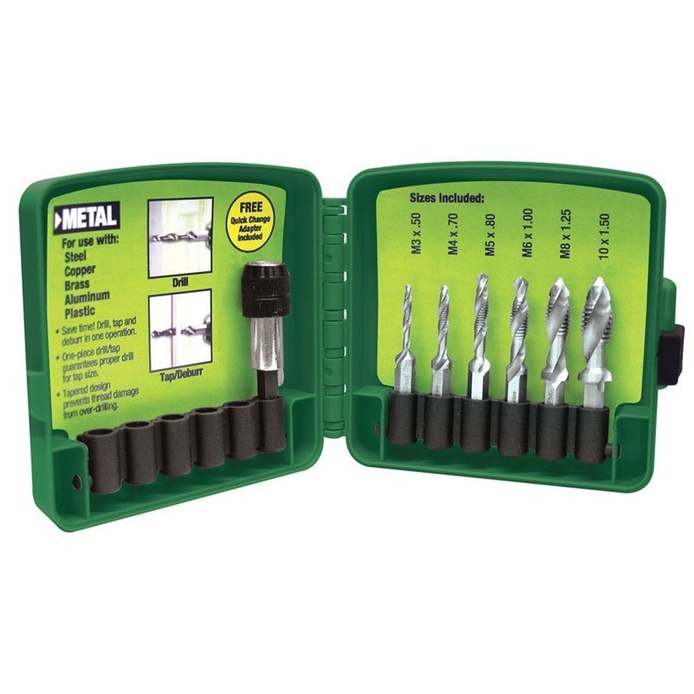 Juego de brocas y machuelos Greenlee Greenlee de 5 piezas de 2-1/4 pulgadas de largo de brocas helicoidales de acero rápido - DTAPKIT