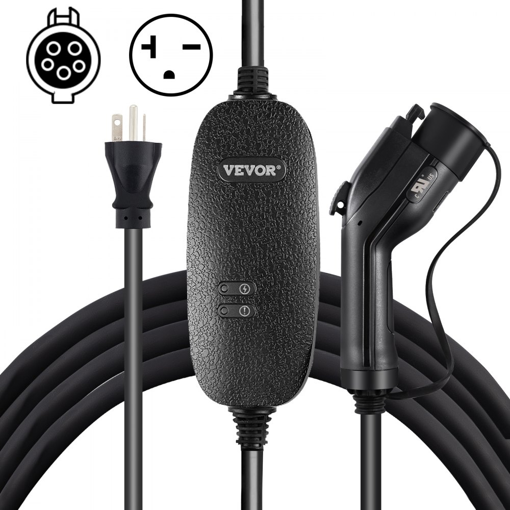 VEVOR Level 2 EV Charger, 16 Amp 110V-240V 3.84 kW, Portable Electric Vehicle Charger with 25 ft Charging Cable NEMA 6-20 Plug, SAE J1772 Standard Plug-in Home EV Charging Station for Electric Cars - CDQFMC16AACLEFWFMV4