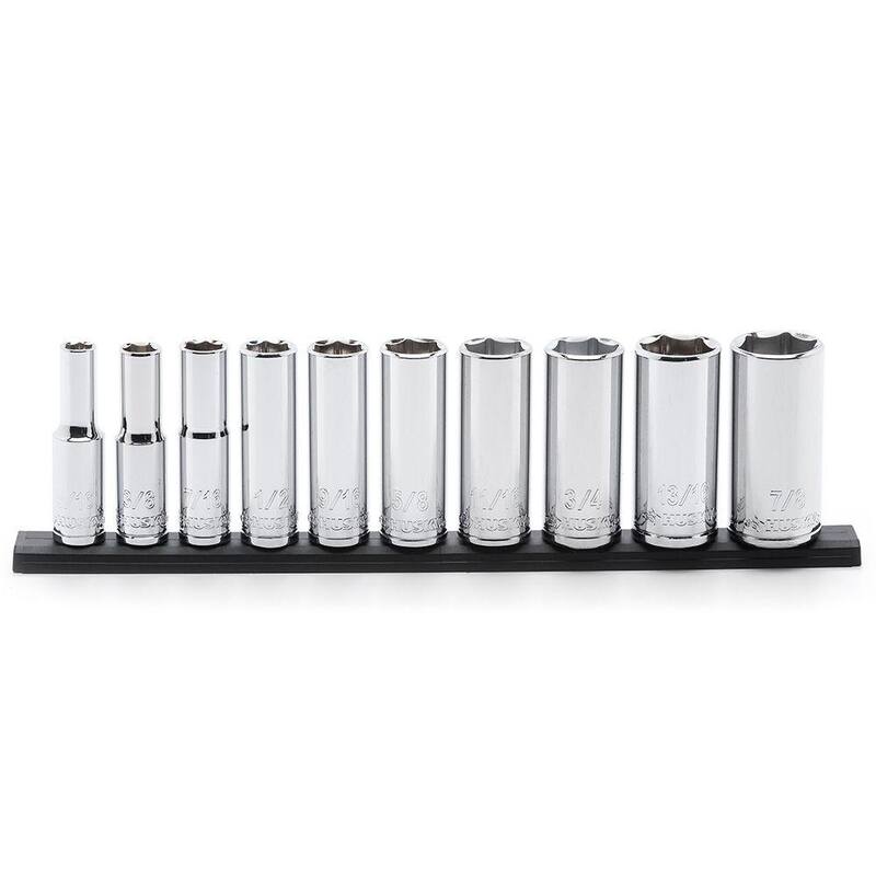 Juego de dados profundos SAE de 3/8 pulgadas para trinquete Husky (10 piezas) - H3DDPSAE10PCSR