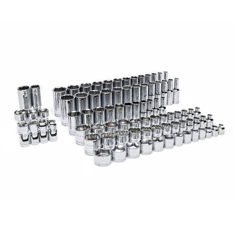 Juego de llaves de bujía universales estándar y profundas con Drive SAE de 3/8 pulgadas GEARWRENCH con juego de llaves de bujía universal y llave de chispa cromada con bandeja de espuma EVA (85 piezas) - GWMSSKT38SAE
