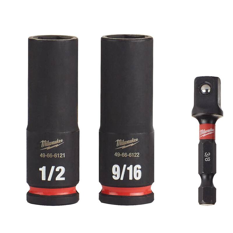 Juego de 3 llaves de vaso profundo de impacto Milwaukee SHOCKWAVE de 3/8 pulgadas (paquete de 3) - 49-66-4417