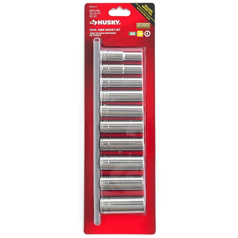 Juego de dados métricos profundos de 3/8 pulgadas para unidad Husky (10 piezas) - H3DDPMM10PC-02