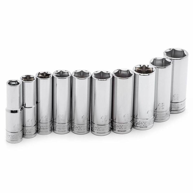Juego de dados métricos profundos de 3/8 pulgadas para unidad Husky (10 piezas) - H3DDPMM10PC-02