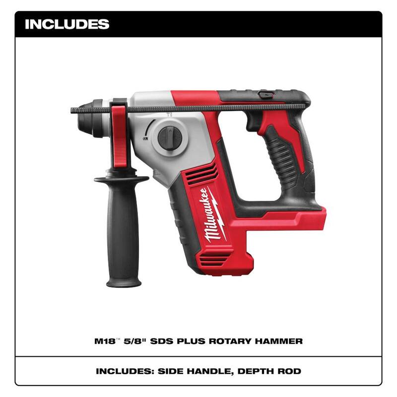 Martillo rotativo inalámbrico Milwaukee M18 18V de 5/8 pulgadas con batería de iones de litio (solo herramienta) - 2612-20