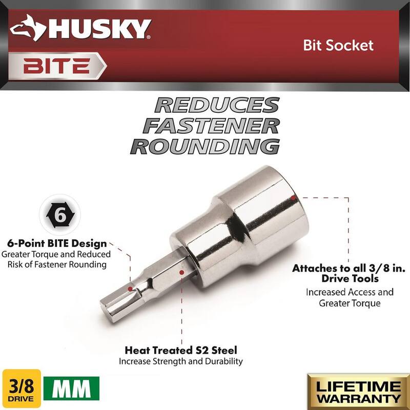 Juego de llaves de vaso para bits métricos de 3/8 pulgadas para trinquetes Husky (7 piezas) - HB3DBS7M