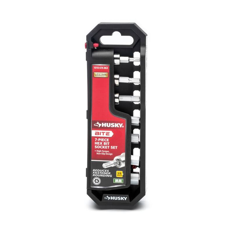 Juego de llaves de vaso para bits métricos de 3/8 pulgadas para trinquetes Husky (7 piezas) - HB3DBS7M