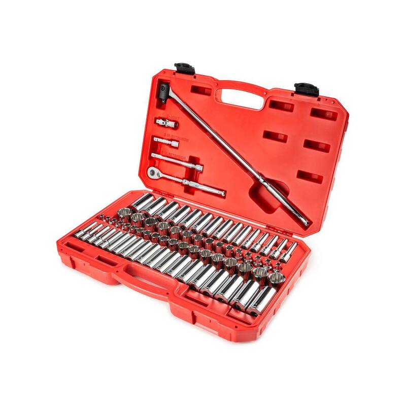 Juego de trinquete y dado de 12 puntos TEKTON de 3/8 pulgadas, (74 piezas) (1/4-1 pulg, 6-24 mm) - SKT15312