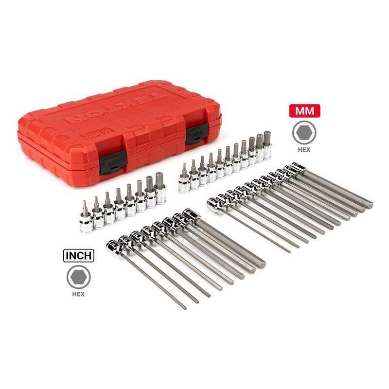 Juego de llaves de vaso hexagonales TEKTON de 3/8 pulgadas, 38 piezas (1/8-3/8 pulgadas, 3-10 mm) - SHB91316