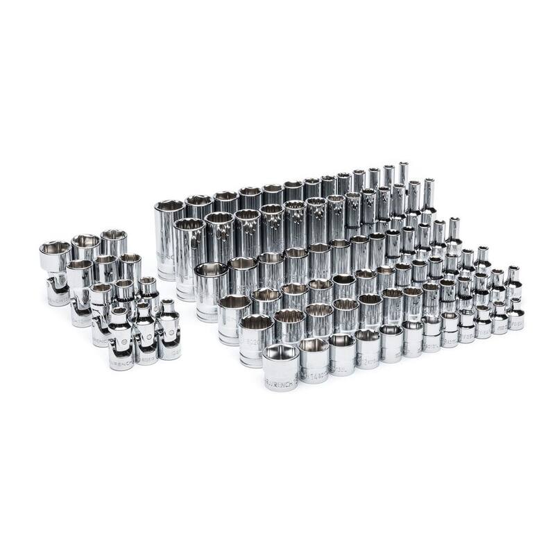 Juego de dados GEARWRENCH de ¼ de pulgada, métricos estándar y profundos, de longitud media y perfil bajo, de cromo flexible, en bandeja de almacenamiento de espuma (89 piezas) - GWMSSKT14MM