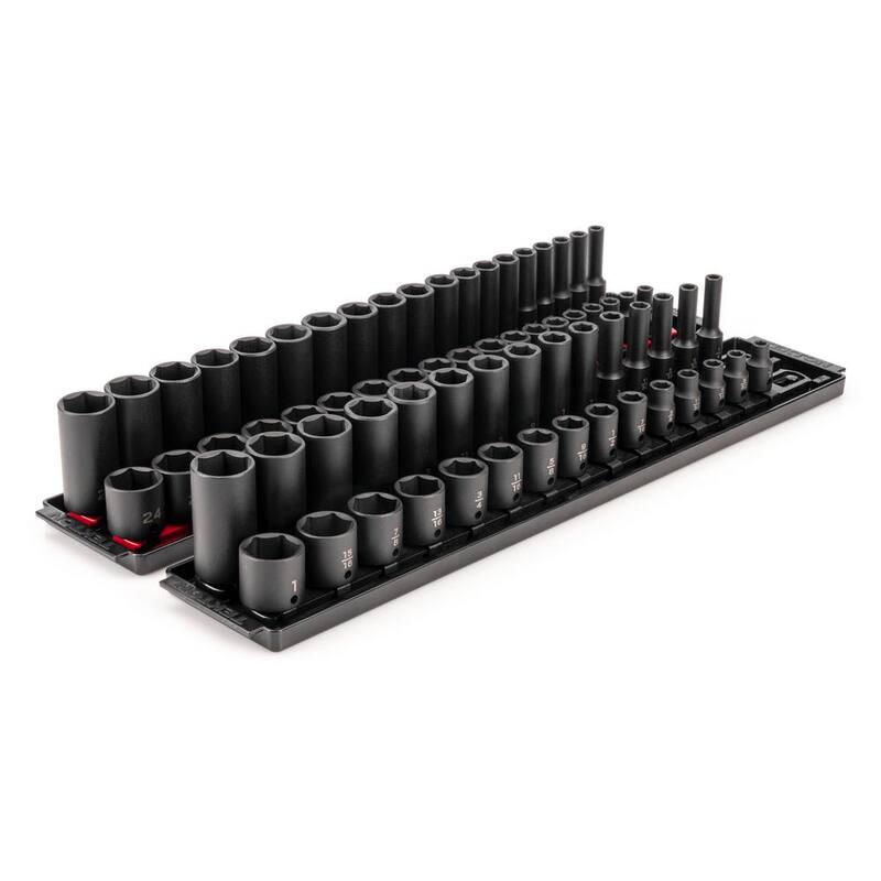 Juego de llaves de impacto TEKTON de 3/8 pulgadas con carriles (de 1/4 a 1 pulgada, de 6 a 24 mm) (68 piezas) - SID91218