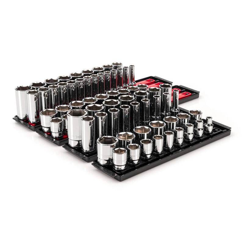 Juego de llaves de vaso de 1/2 pulgadas TEKTON de 6 puntos con rieles, (78 piezas) (3/8 a 1-5/16 pulgadas, 10 mm a 32 mm) - SHD92215