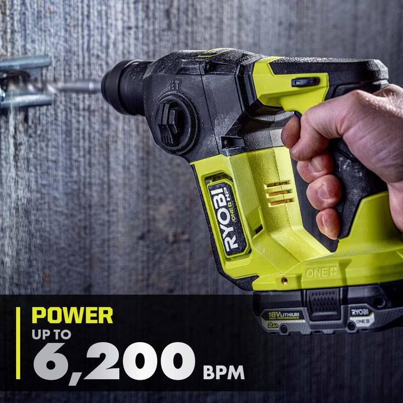 RYOBI ONE+ HP 18V Martillo rotativo SDS compacto inalámbrico sin escobillas de 5/8 pulgadas (solo herramienta) - PSBRH01B