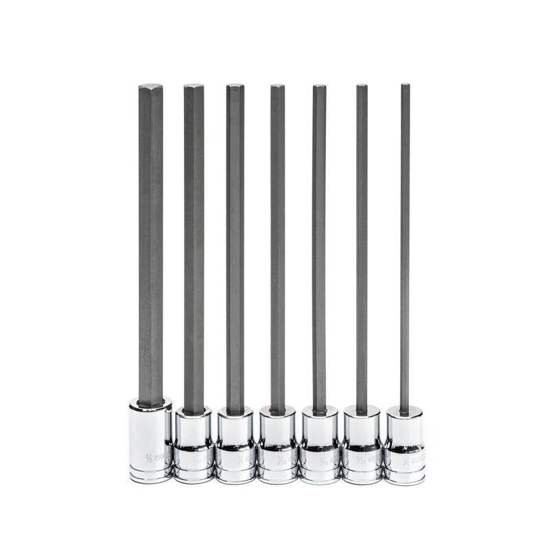 Juego de puntas de vaso hexagonales de longitud larga de 3/8 pulg con cabezal cuadrado en fracciones de pulgada (SAE) de 7 piezas - 82537