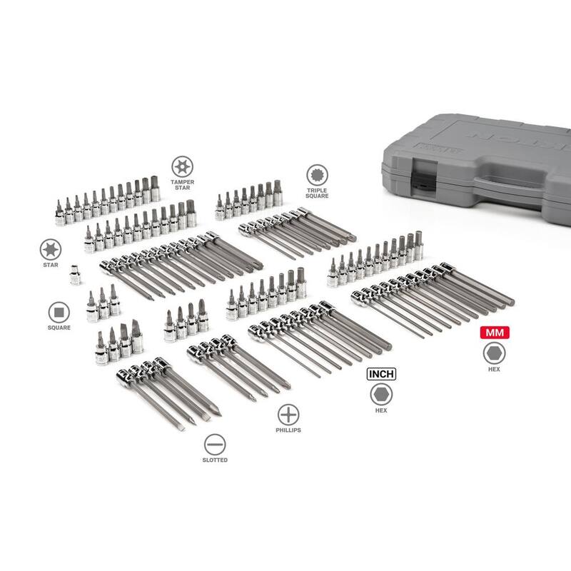 Juego de dados con puntas hexagonales de 3/8 pulgadas, Torx, TR Torx, Phillips, de ranura y cuadradas (110 piezas) - SHB91317