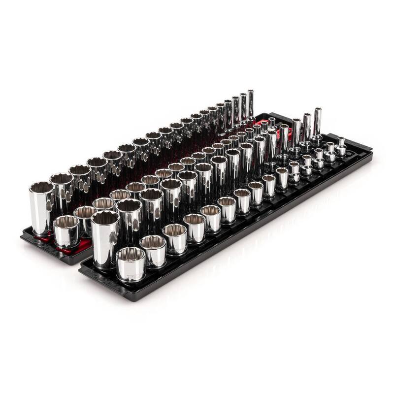 Juego de dados TEKTON de 3/8 pulgadas con rieles, 12 puntas (de 1/4 a 1 pulgada, de 6 mm a 24 mm) (68 piezas) - SHD91221