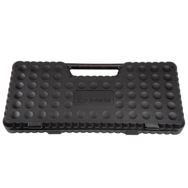 Juego de dados sin marca en sistema SAE y métrico con estuche de transporte (52 piezas) - 429816LCM