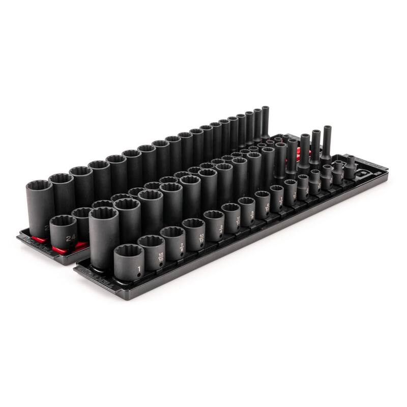 Juego de dados de impacto TEKTON de 3/8 pulgadas con rieles (1/4-1 pulgada, 6 mm-24 mm) (68 piezas) - SID91219