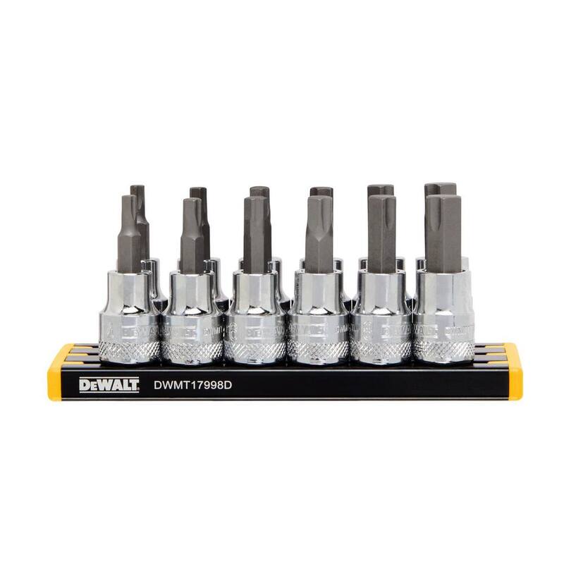 Juego de llaves de vaso hexagonales DEWALT de 3/8 pulgadas SAE y métricas (12 piezas) - DWMT17002