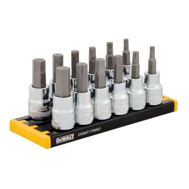 Juego de llaves de vaso hexagonales DEWALT de 3/8 pulgadas SAE y métricas (12 piezas) - DWMT17002
