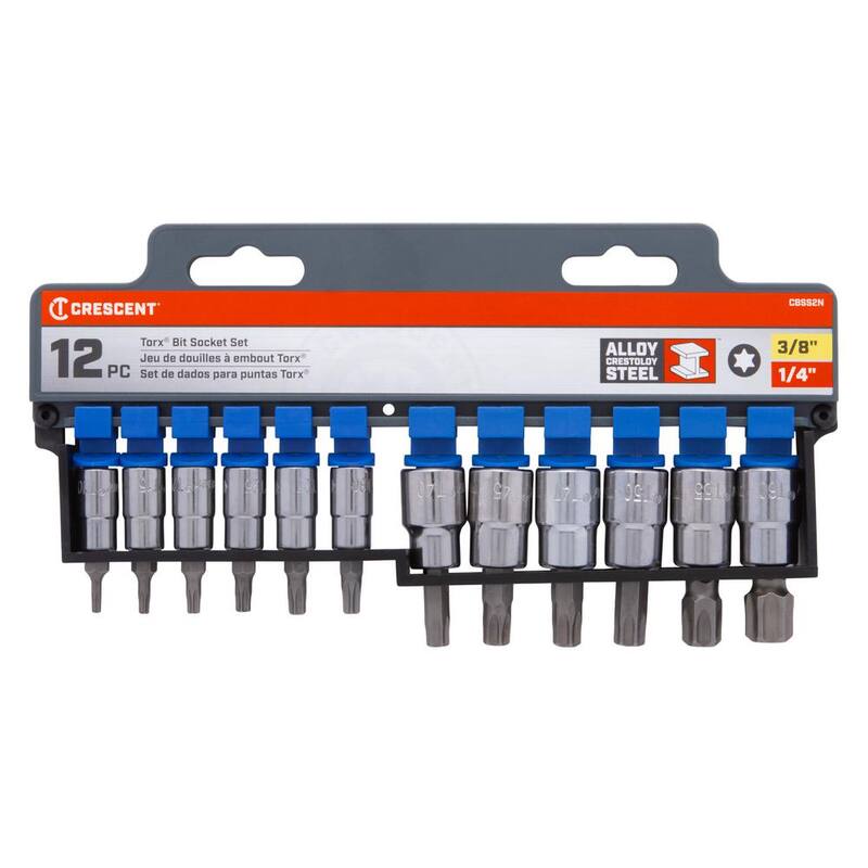 Crescent Juego de Dados de Punta Torx con Enchufe de 1/4 y 3/8 pulgadas (12 piezas) - CBSS2N