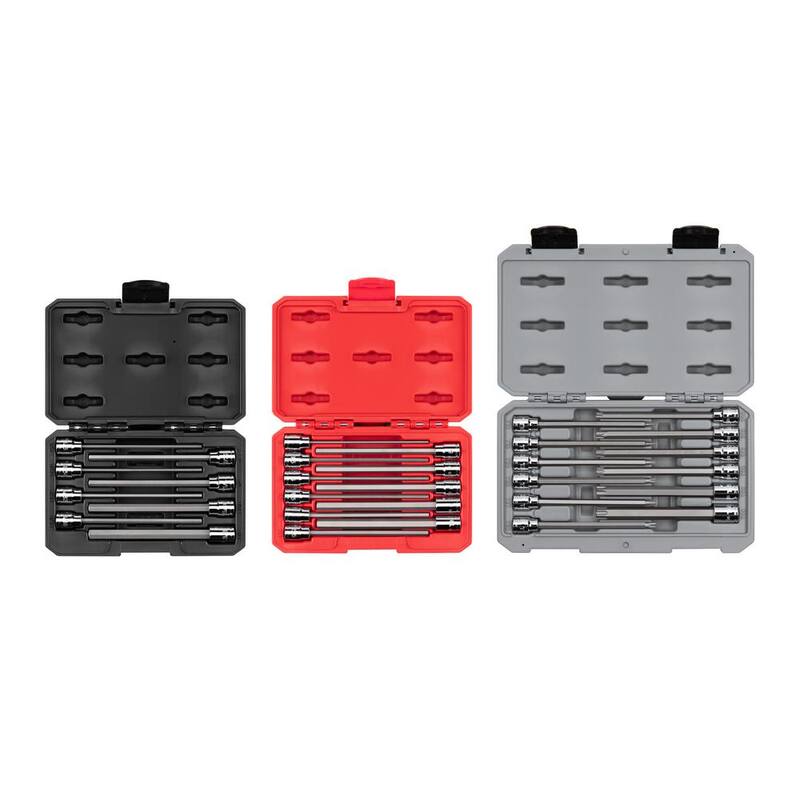 Juego de dados de puntas hexagonales y Torx largas TEKTON de 3/8 pulgadas (1/8-3/8 pulgadas, 3-10 mm, T10-T60) (31 piezas) - SHB91900