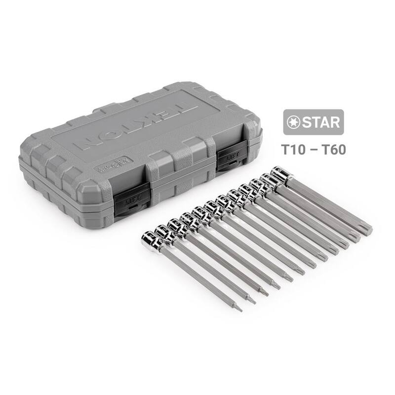 Juego de dados de puntas hexagonales y Torx largas TEKTON de 3/8 pulgadas (1/8-3/8 pulgadas, 3-10 mm, T10-T60) (31 piezas) - SHB91900