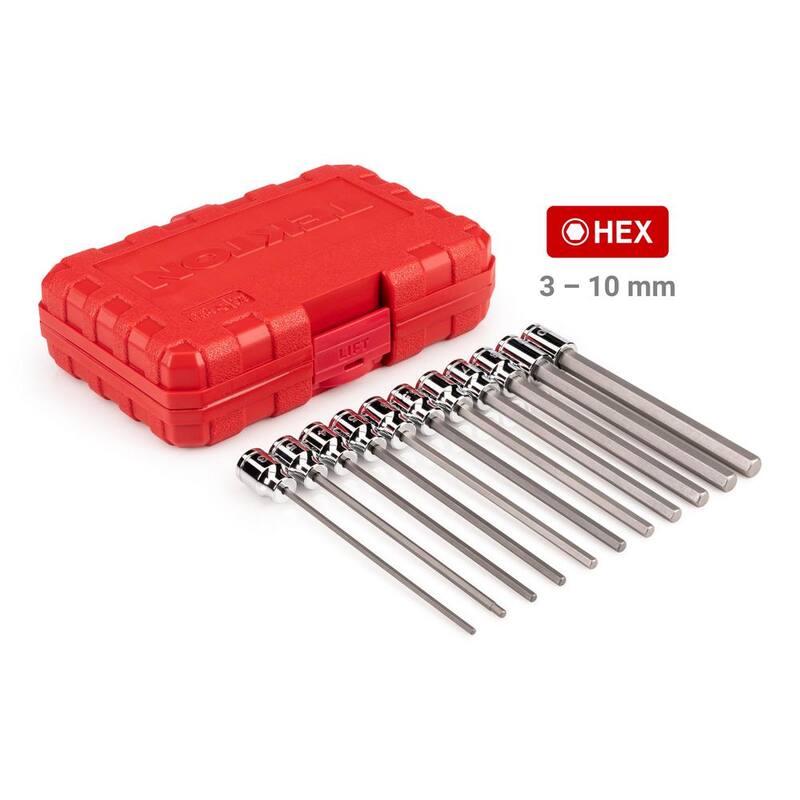 Juego de dados de puntas hexagonales y Torx largas TEKTON de 3/8 pulgadas (1/8-3/8 pulgadas, 3-10 mm, T10-T60) (31 piezas) - SHB91900