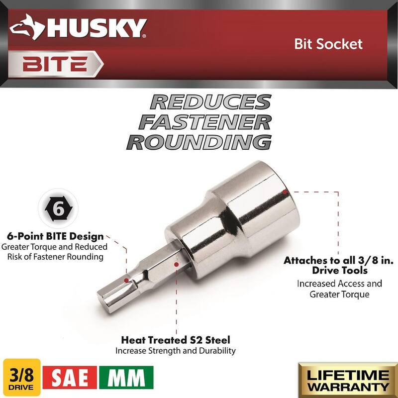Juego de 14 piezas de dado Bit Socket Husky BITE de 3/8 pulgadas, para SAE y métrico - HB3DBS14SMCB
