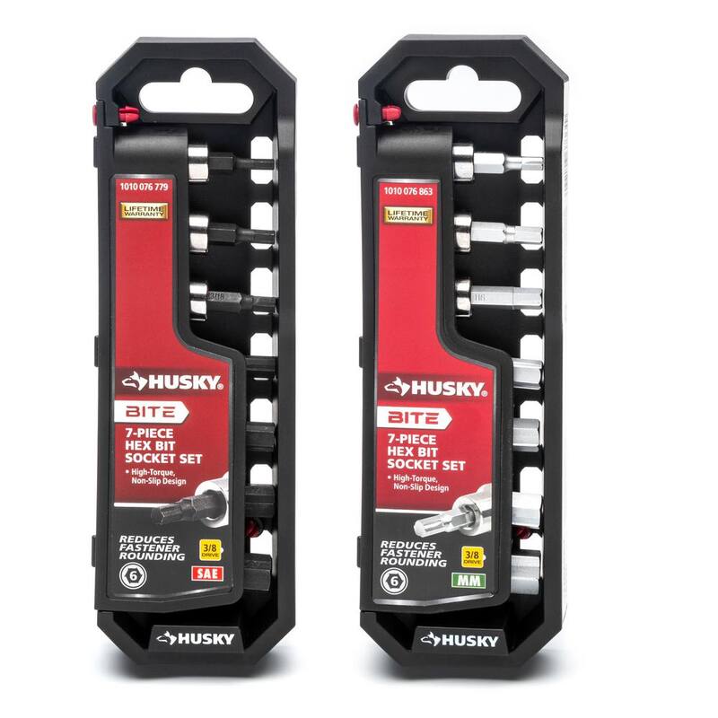 Juego de 14 piezas de dado Bit Socket Husky BITE de 3/8 pulgadas, para SAE y métrico - HB3DBS14SMCB