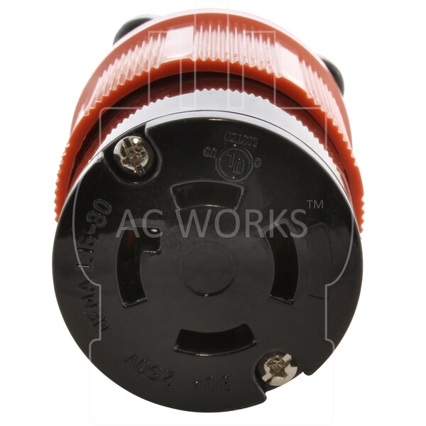 Ac Works Locking Connector, L15-30R, 30 A, 250V AC, Single Phase, 2 Pole - ASL1530R
