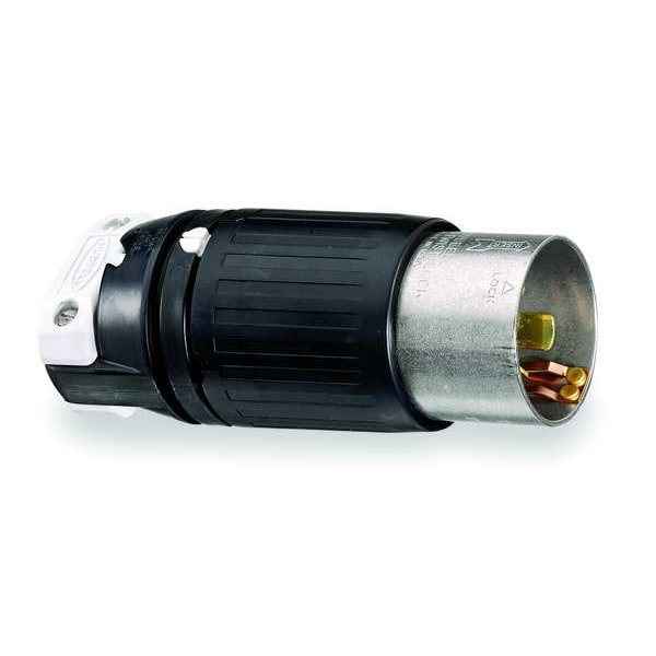 Hubbell Wiring Device-Kellems Locking Plug, Non-NEMA, 50 A, 250/600V AC, Single Phase, 3 Pole, Screw Terminals - HBL3765C