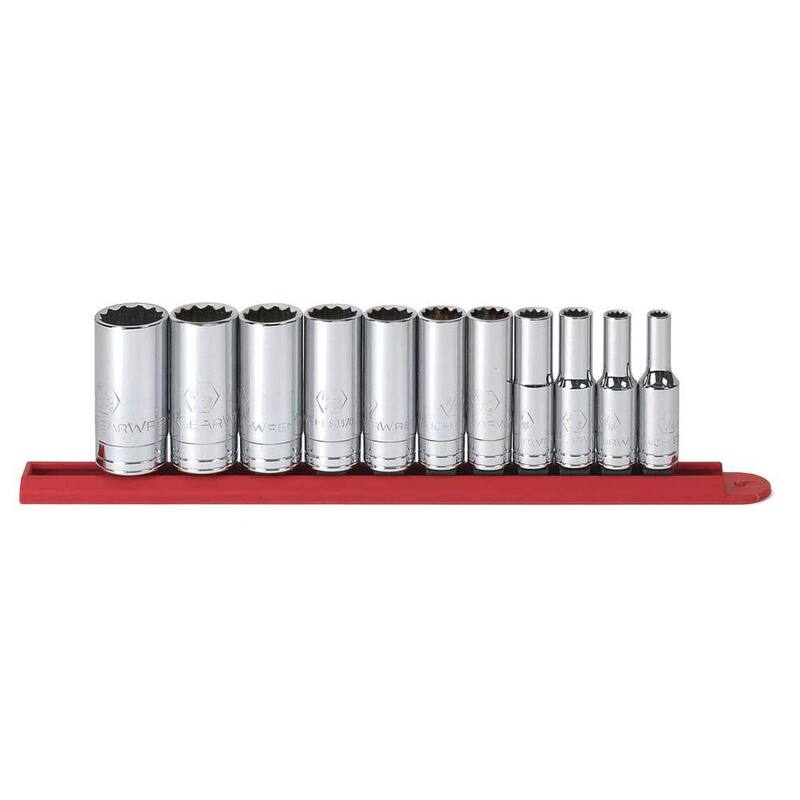 Juego de dados profundos de 12 puntos GEARWRENCH de 3/8 pulgadas (11 piezas) - 80563
