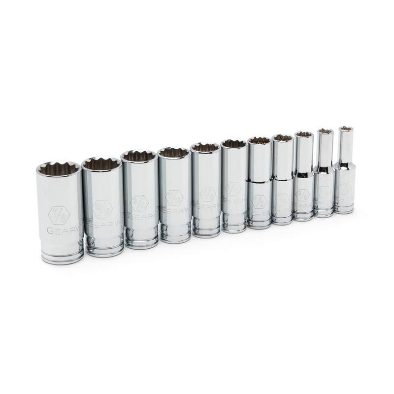 Juego de dados profundos de 12 puntos GEARWRENCH de 3/8 pulgadas (11 piezas) - 80563