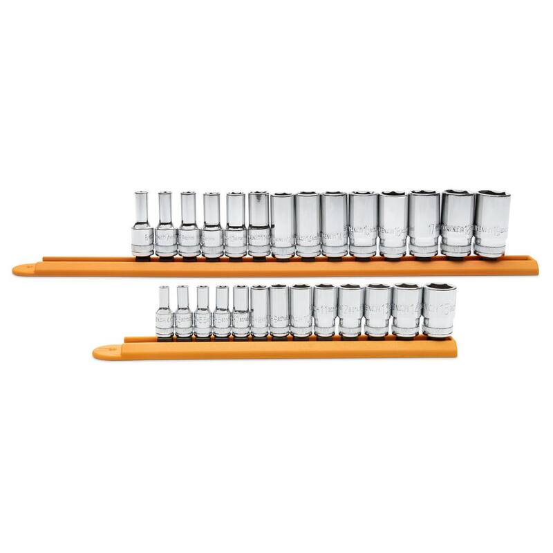 Juego de dados métricos de longitud media de 6 puntas GEARWRENCH de 1/4 in y 3/8 in (27 piezas) - 86541-06