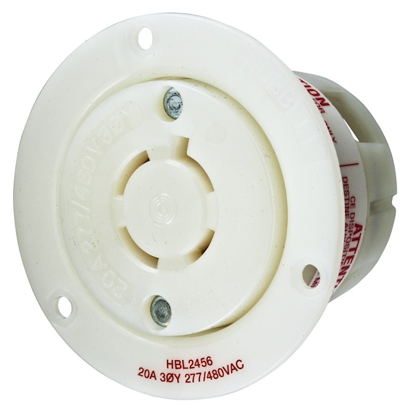 Conector bloqueable Hubbell Wiring Device-Kellems, L19-20R, 20 A, 277/480V CA, Trifásico, 4 Polos, Terminales de Tornillo - HBL2456
