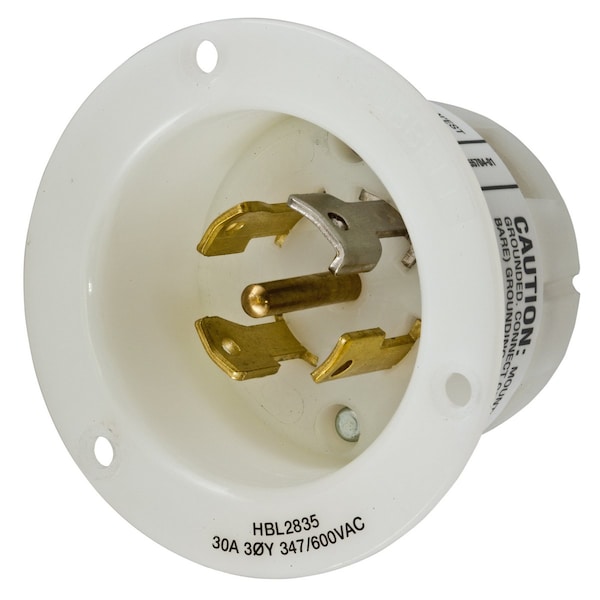 Entrada con bloqueo roscado de brida Hubbell Wiring Device-Kellems, L23-30P, 30 A, 347/600V AC, trifásico, 4 polos, terminales de tornillo - HBL2835