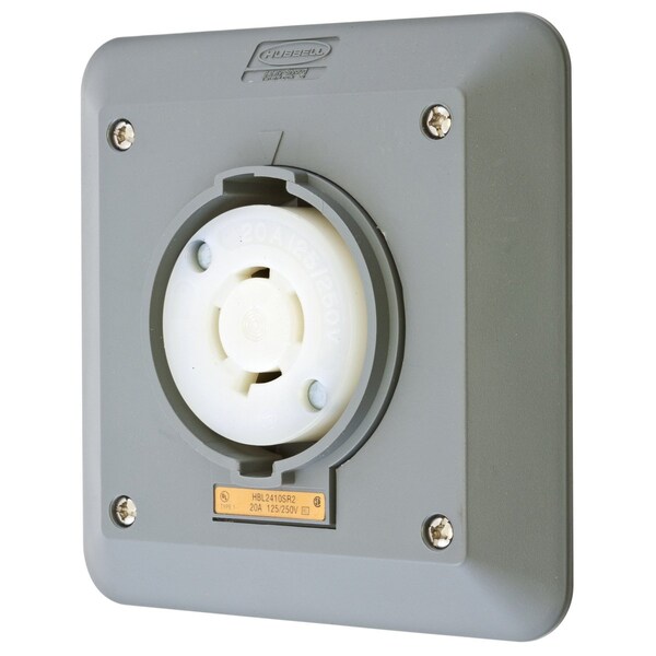 Receptáculo con bloqueo Hubbell Wiring Device-Kellems, L14-20R, 20 A, 125/250V AC, Monofásico, 3 Polos, Terminales de Tornillo - HBL2410SR2