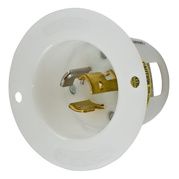 Entrada con pestillo con brida Hubbell Wiring Device-Kellems, L7-15P, 15 A, 277V CA, Monofásico, 2 Polos, Terminales de tornillo - HBL4786C