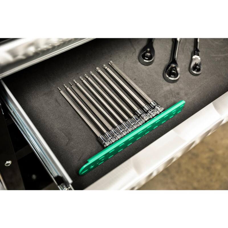 Juego de puntas Torx largas para trinquete de 1/4 y 3/8 pulgadas con riel de puntas (10 piezas) - 80588