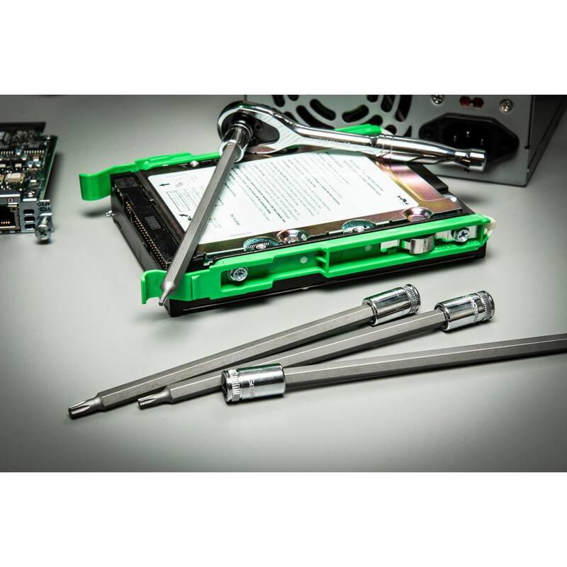 Juego de puntas Torx largas para trinquete de 1/4 y 3/8 pulgadas con riel de puntas (10 piezas) - 80588