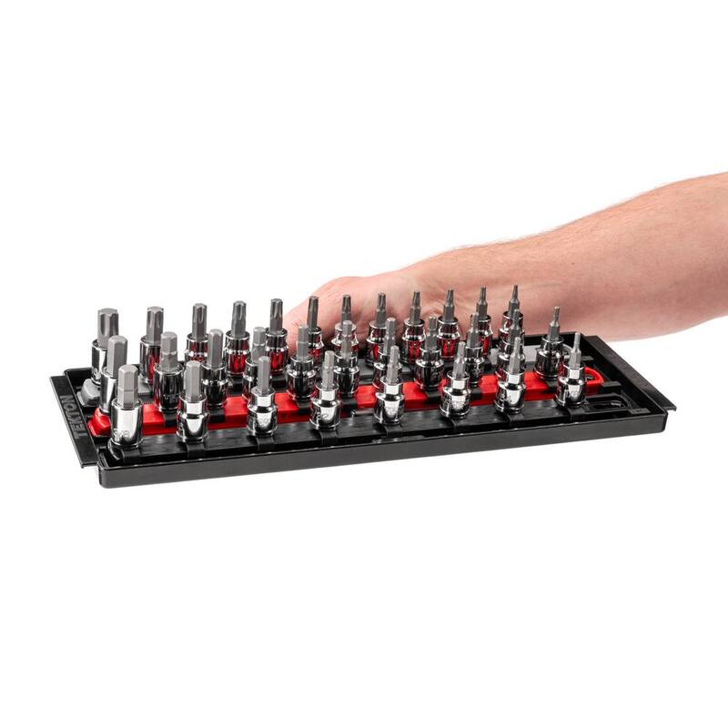 Juego de puntas para dados hexagonales/torx de 3/8 pulgadas TEKTON con rieles, 31 piezas (1/8-3/8 pulgadas, 3-10 mm, T10-T60) - SHB91203