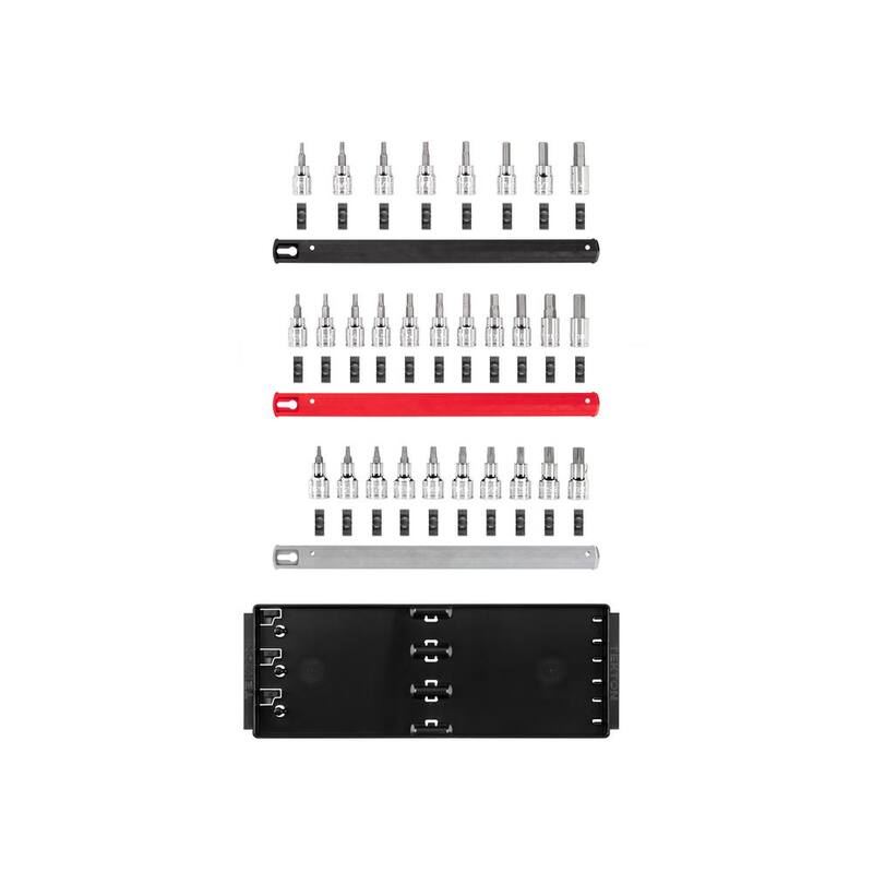 Juego de puntas para dados hexagonales/torx de 3/8 pulgadas TEKTON con rieles, 31 piezas (1/8-3/8 pulgadas, 3-10 mm, T10-T60) - SHB91203
